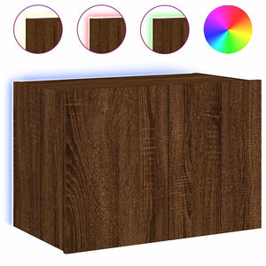 TV-Wandschrank mit LED Braun Eiche 60x35x41 cm