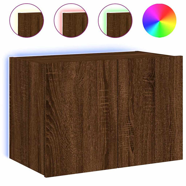 TV-Wandschrank mit LED Braun Eiche 60x35x41 cm