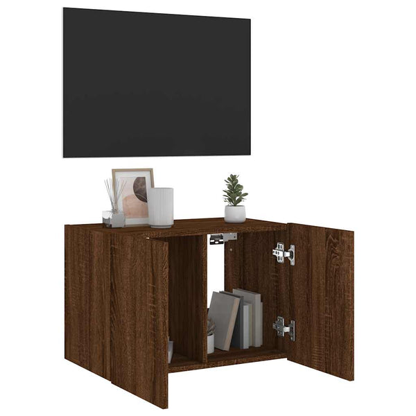 TV-Wandschrank mit LED Braun Eiche 60x35x41 cm