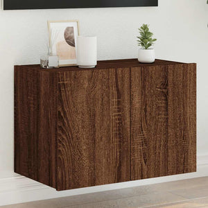 TV-Wandschrank mit LED Braun Eiche 60x35x41 cm