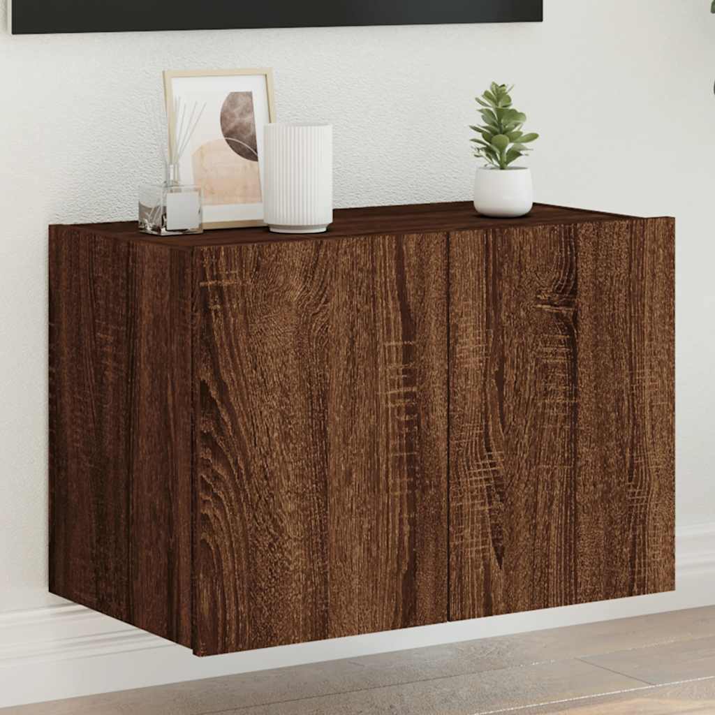 TV-Wandschrank mit LED Braun Eiche 60x35x41 cm