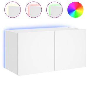 TV-Wandschrank mit LED, Weiß, 80 cm