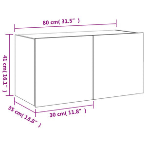 TV-Wandschrank mit LED, Weiß, 80 cm