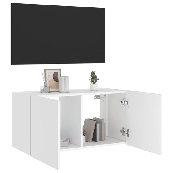 TV-Wandschrank mit LED, Weiß, 80 cm