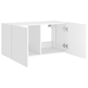 TV-Wandschrank mit LED, Weiß, 80 cm