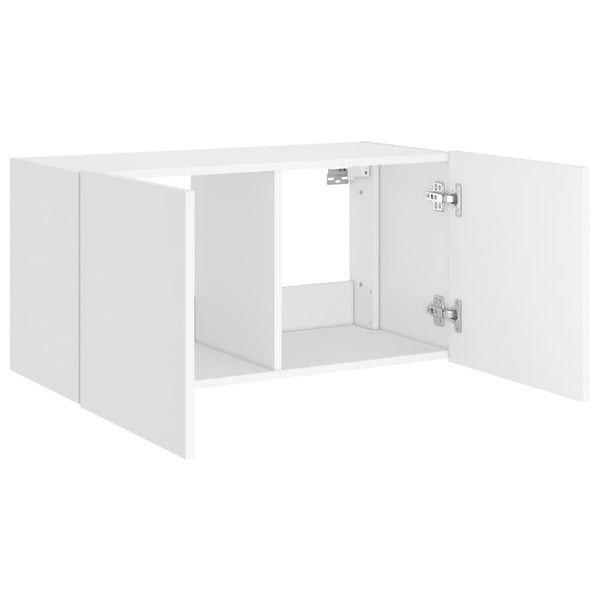 TV-Wandschrank mit LED, Weiß, 80 cm