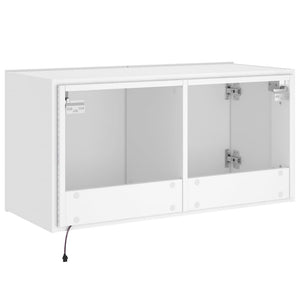 TV-Wandschrank mit LED, Weiß, 80 cm