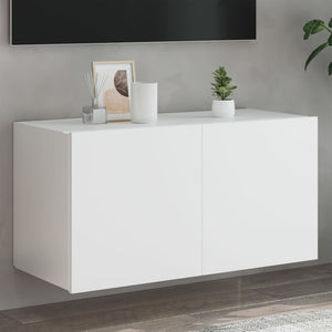 TV-Wandschrank mit LED, Weiß, 80 cm