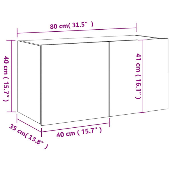 TV-Wandschrank mit LED Betongrau 80 cm