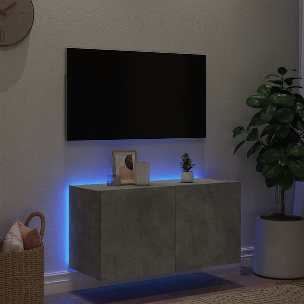 TV-Wandschrank mit LED Betongrau 80 cm
