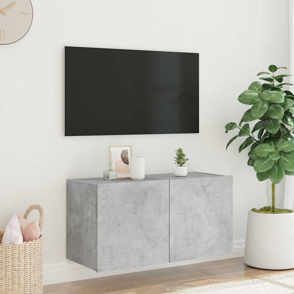 TV-Wandschrank mit LED Betongrau 80 cm