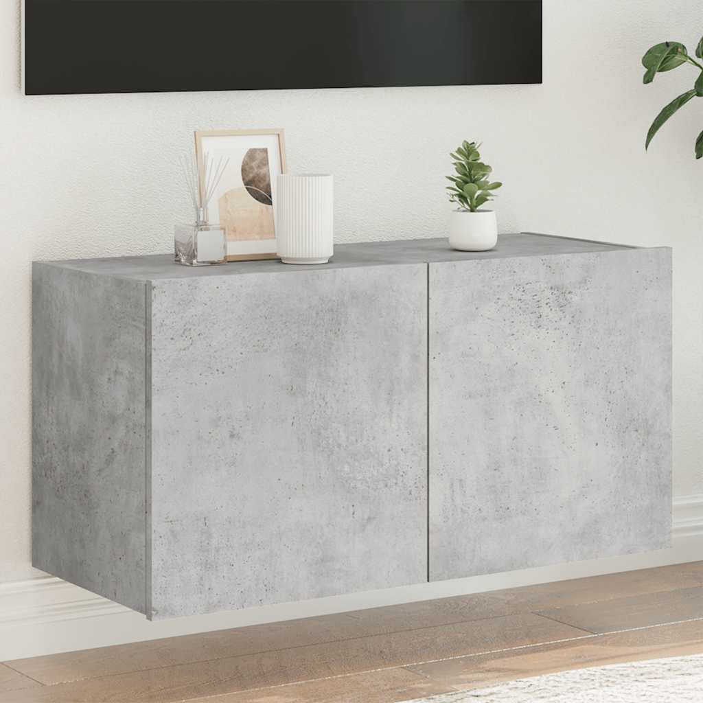 TV-Wandschrank mit LED Betongrau 80 cm