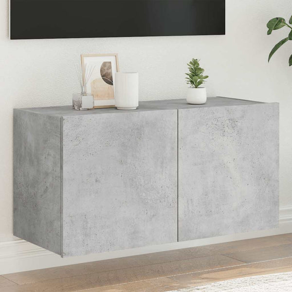TV-Wandschrank mit LED Betongrau 80 cm