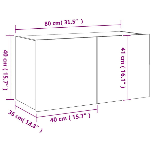 TV-Wandschrank Räuchereiche mit LED 80cm