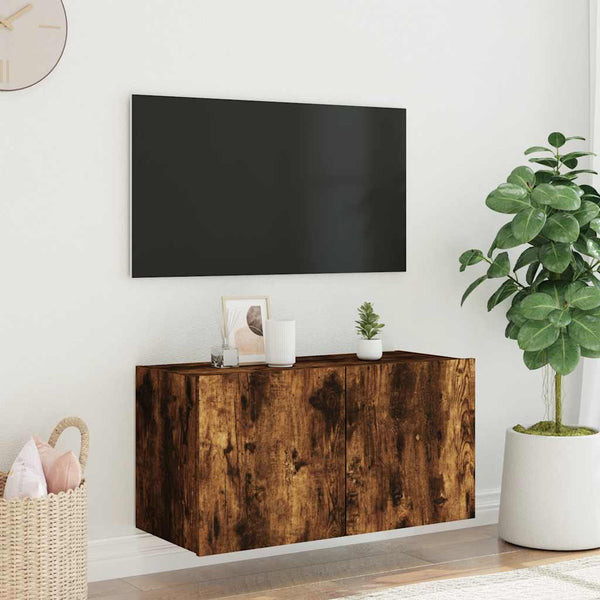 TV-Wandschrank Räuchereiche mit LED 80cm