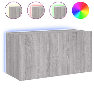 TV-Wandschrank mit LED Grau Sonoma 80 cm