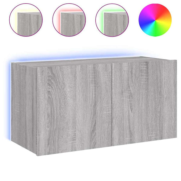 TV-Wandschrank mit LED Grau Sonoma 80 cm
