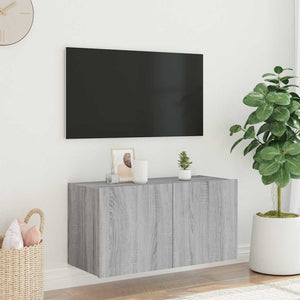 TV-Wandschrank mit LED Grau Sonoma 80 cm