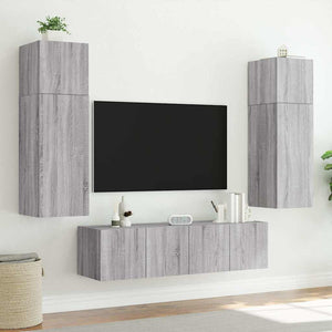 TV-Wandschrank mit LED Grau Sonoma 80 cm