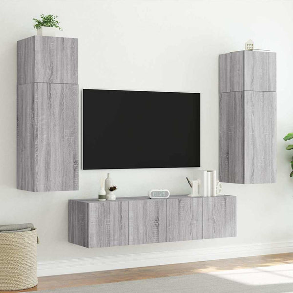 TV-Wandschrank mit LED Grau Sonoma 80 cm
