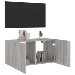 TV-Wandschrank mit LED Grau Sonoma 80 cm