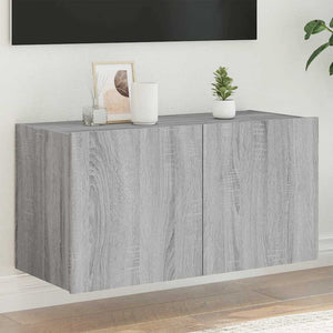 TV-Wandschrank mit LED Grau Sonoma 80 cm