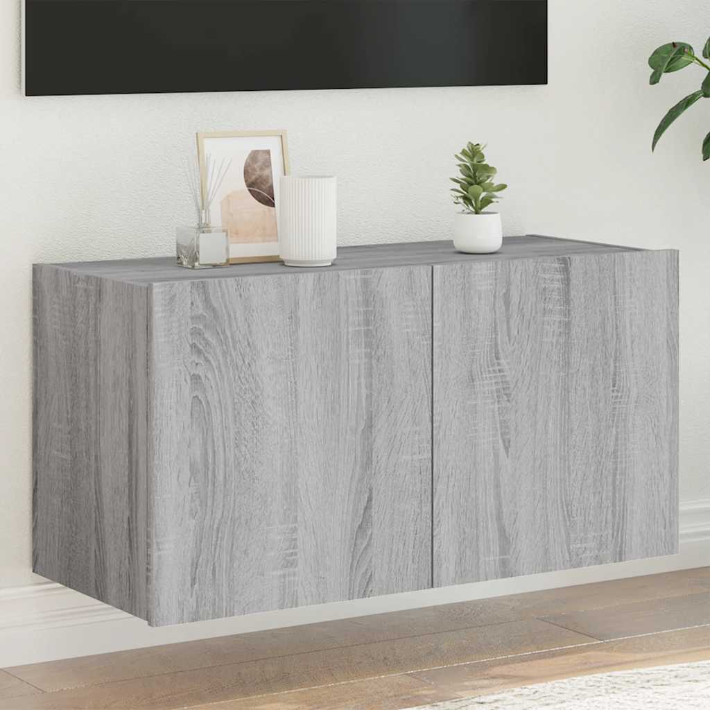 TV-Wandschrank mit LED Grau Sonoma 80 cm