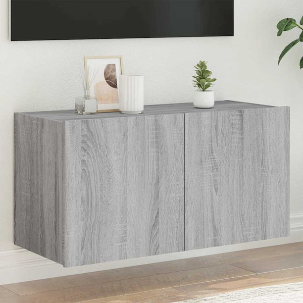 TV-Wandschrank mit LED Grau Sonoma 80 cm