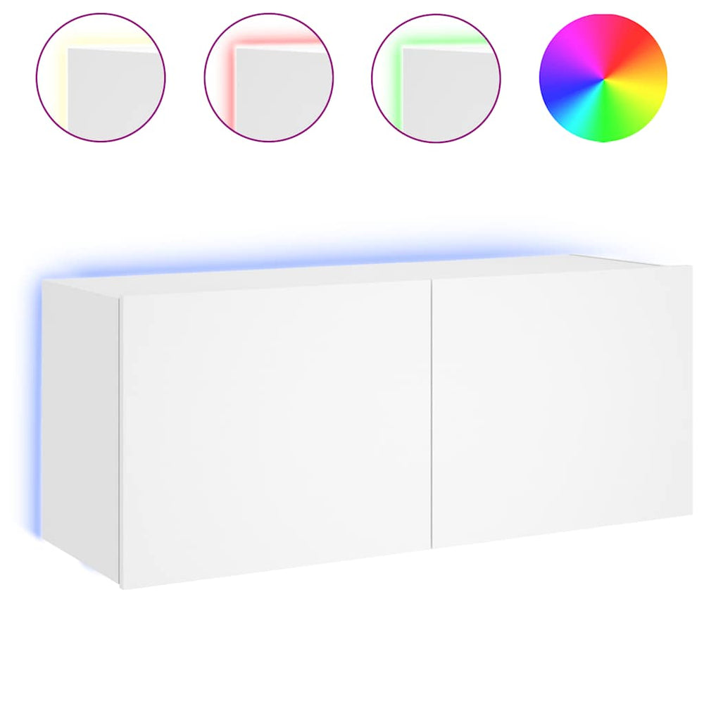 vidaXL TV Cabinet with LED Lights White 100x35x41 cm