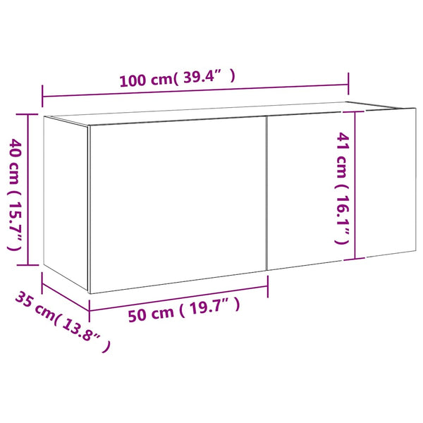 TV-Wandschrank mit LED Weiß 100 cm