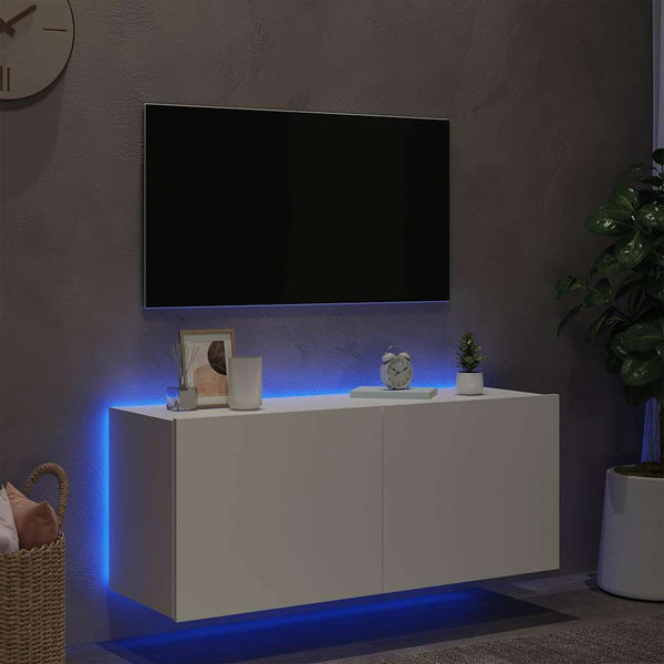 TV-Wandschrank mit LED Weiß 100 cm