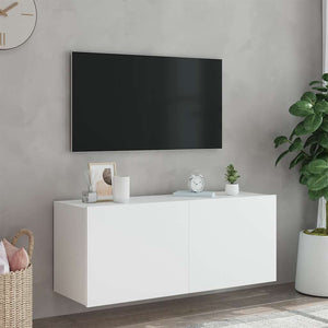 TV-Wandschrank mit LED Weiß 100 cm