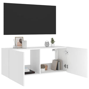 TV-Wandschrank mit LED Weiß 100 cm