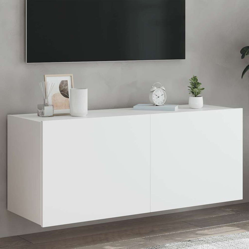 vidaXL TV Cabinet with LED Lights White 100x35x41 cm