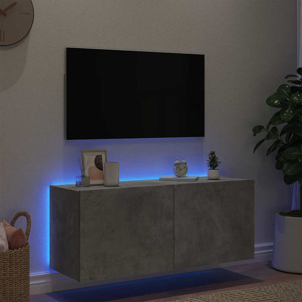 TV-Wandschrank mit LED Betongrau 100 cm