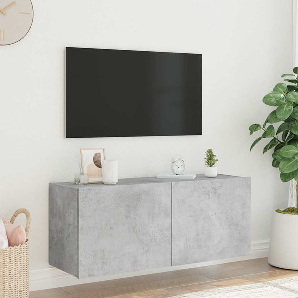 TV-Wandschrank mit LED Betongrau 100 cm
