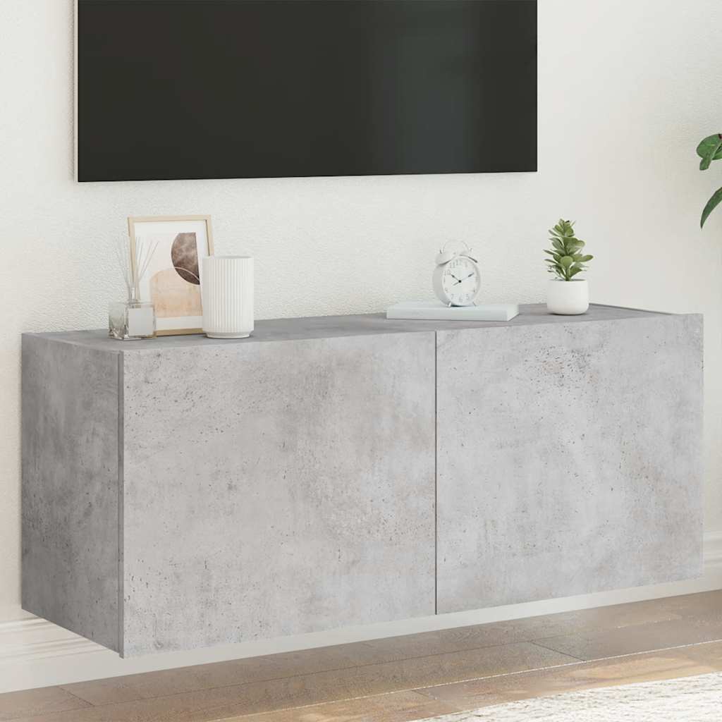 TV-Wandschrank mit LED Betongrau 100 cm