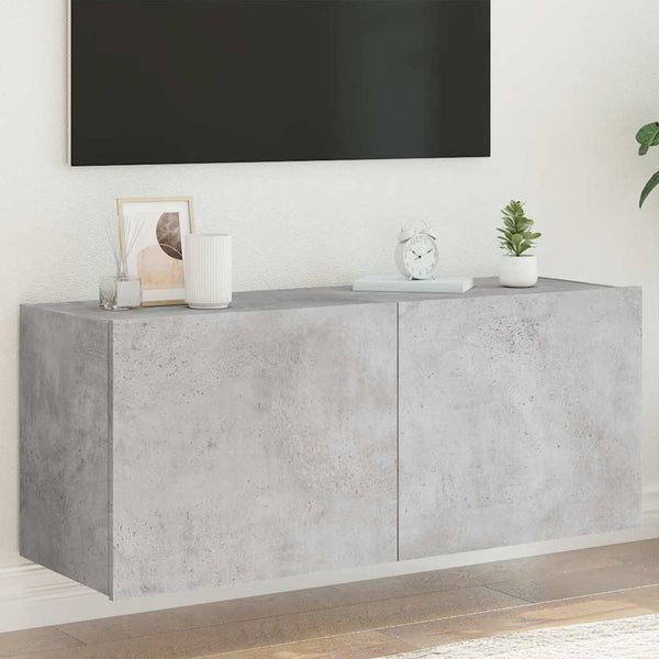 TV-Wandschrank mit LED Betongrau 100 cm
