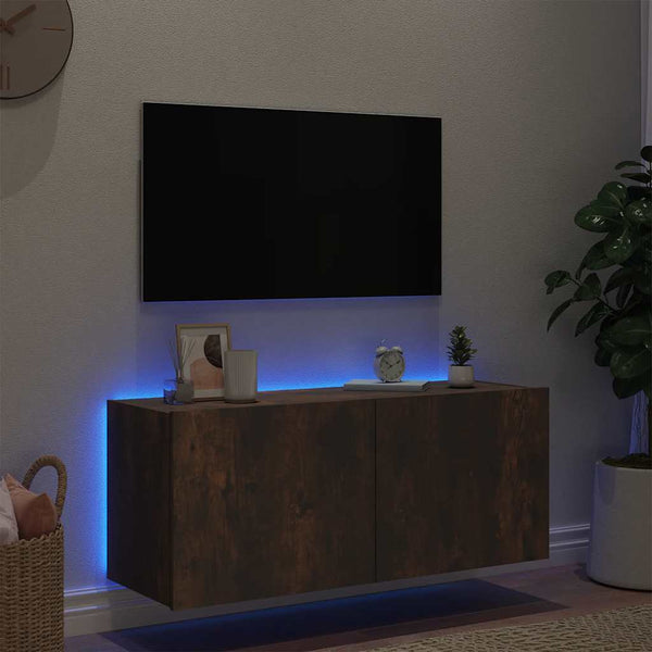 TV-Wandschrank mit LED Räuchereiche 100cm