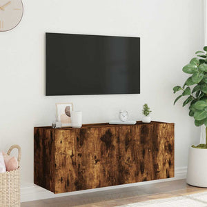 TV-Wandschrank mit LED Räuchereiche 100cm