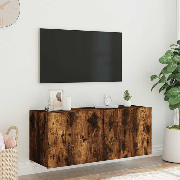 TV-Wandschrank mit LED Räuchereiche 100cm