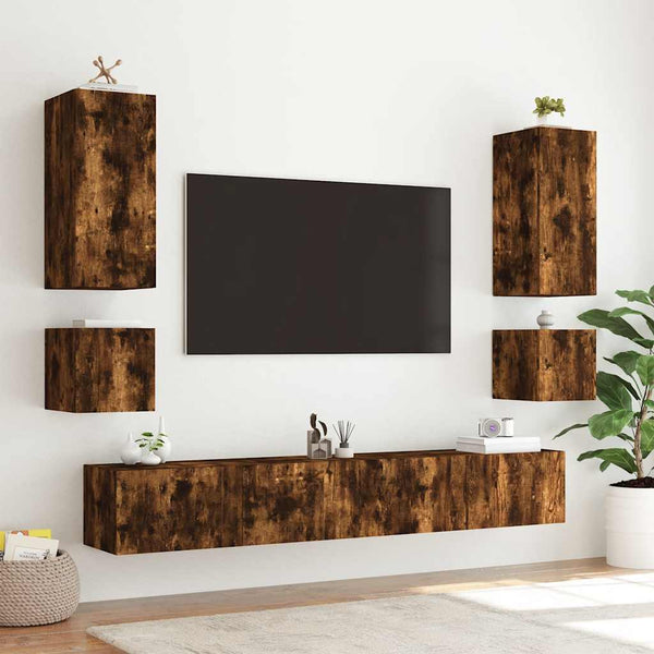 TV-Wandschrank mit LED Räuchereiche 100cm