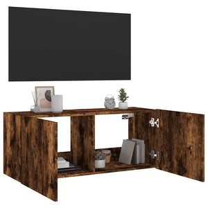 TV-Wandschrank mit LED Räuchereiche 100cm