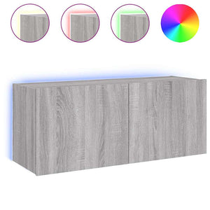 TV-Wandschrank Grau Sonoma mit LED 100 cm