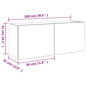 TV-Wandschrank Grau Sonoma mit LED 100 cm
