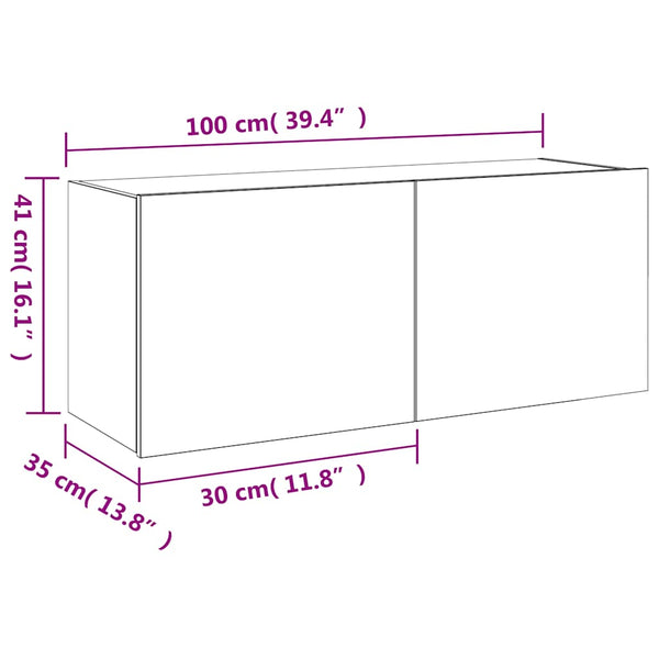 TV-Wandschrank Grau Sonoma mit LED 100 cm