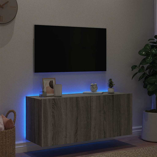 TV-Wandschrank Grau Sonoma mit LED 100 cm