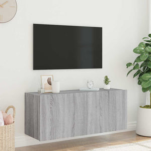TV-Wandschrank Grau Sonoma mit LED 100 cm