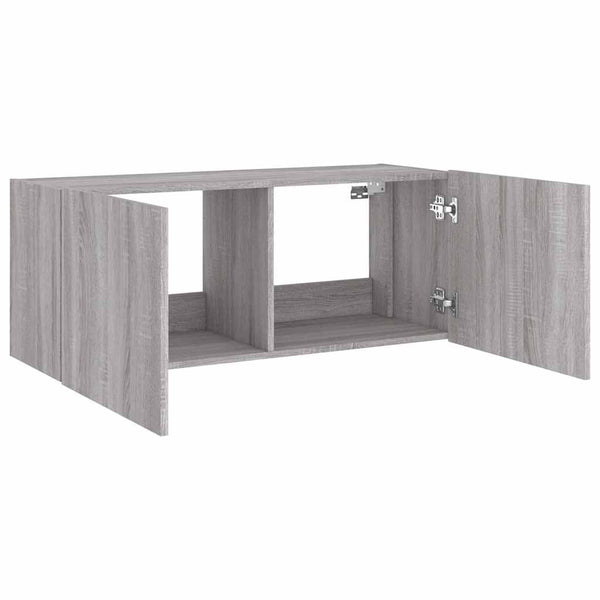 TV-Wandschrank Grau Sonoma mit LED 100 cm