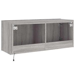 TV-Wandschrank Grau Sonoma mit LED 100 cm